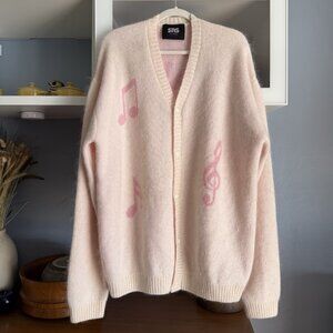 SNS Radio Pink Mohair Knit Cardigan Sweater Size XXL RARE